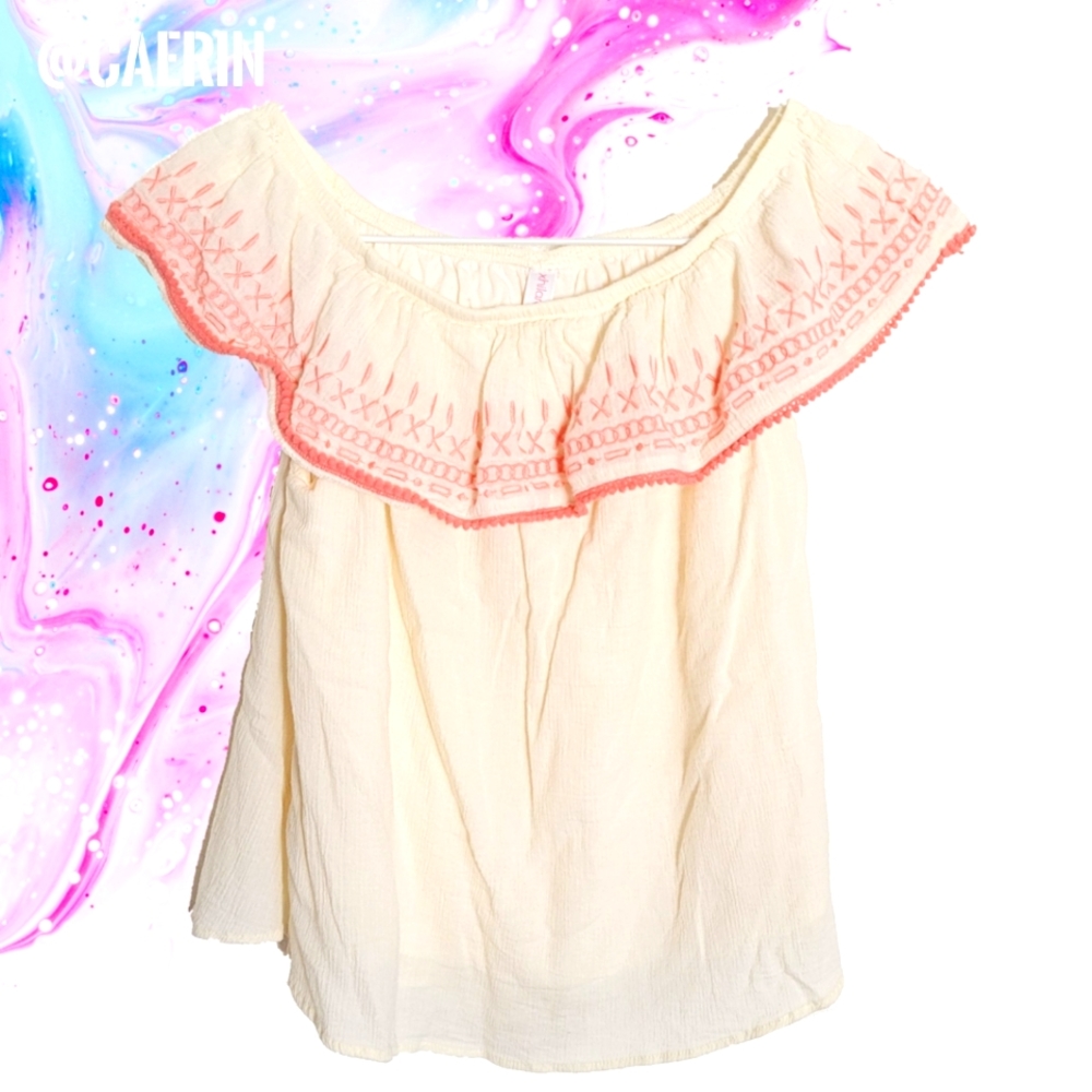 Girl's Cream & Peach Top